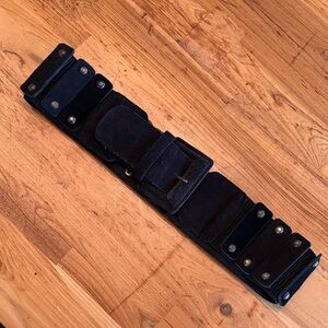Wide Black Suede Belt with studs and a lot of stretch!